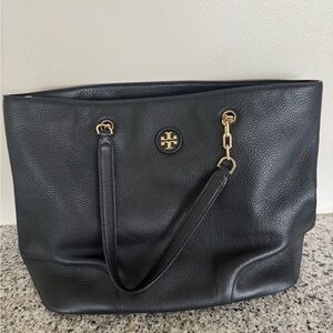 Tory Burch Black Leather Frida Tote Bag